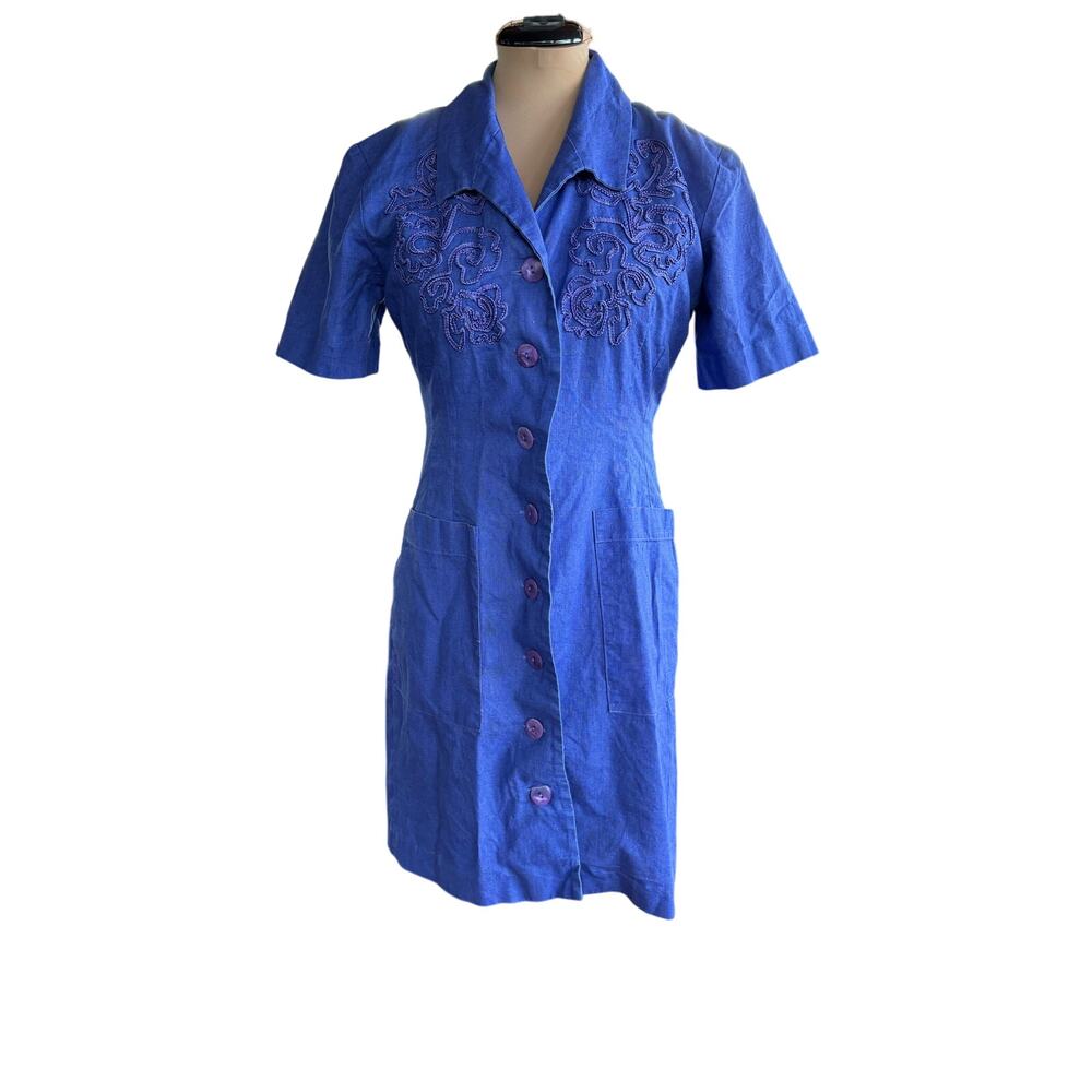 Styleworks Mini Dress  Sz. 12 - Twee, Embroidered, Vintage, Y2k, Cottage, Purple